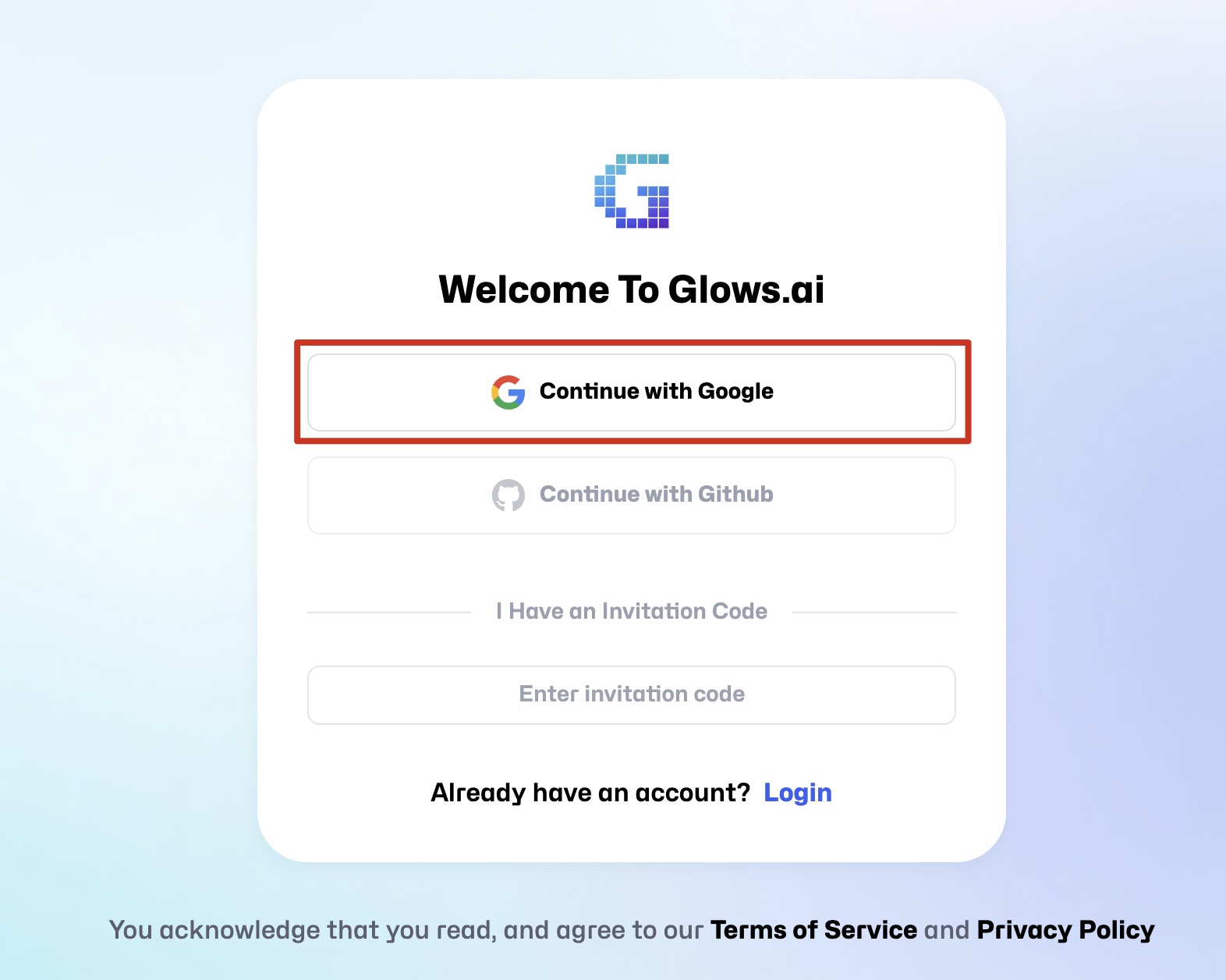 Sign-up page